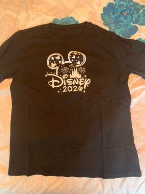 Disney Black Short Sleeve Tee with White 2026 Mickey Graphic